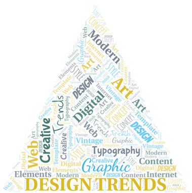 Tasarım trendleri kelime bulutu. Yalnızca metin ile yapılan wordcloud.