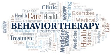 Davranış terapisi kelime bulutu. Yalnızca metin ile yapılan wordcloud.