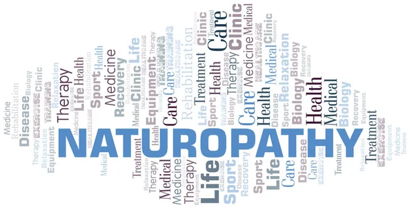 Naturopatía palabra nube. Wordcloud hecho solo con texto . — Vector de stock
