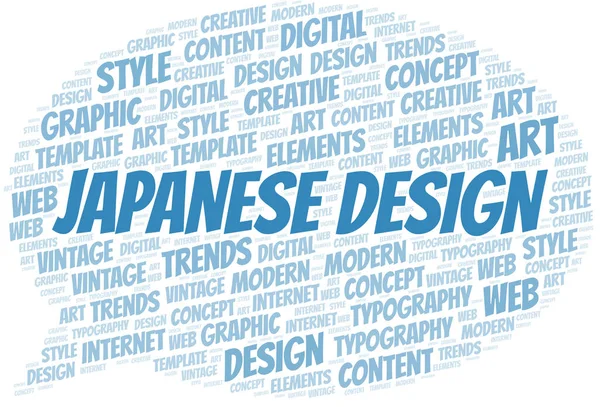 Awan kata Desain Jepang. Wordcloud yang dibuat dengan teks saja . - Stok Vektor