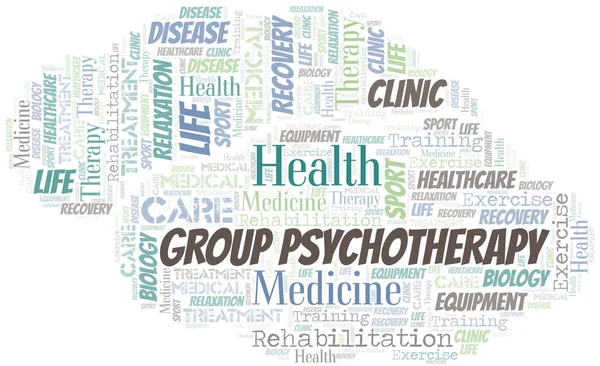 Group Psychotherapy word cloud. Wordcloud made with text only. — Stock Vector