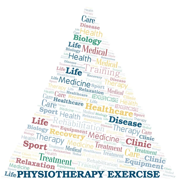 Physiotherapy Exercise word cloud. Wordcloud made with text only. — Stock Vector