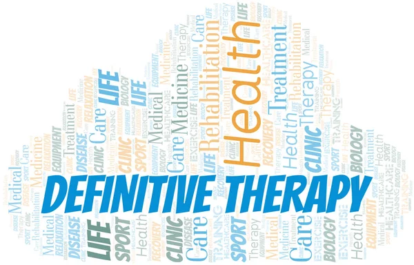 Definitive Therapy word cloud. Wordcloud made with text only. — Stock Vector
