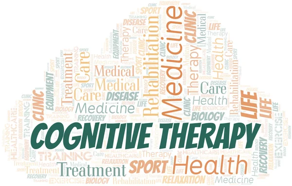 Cognitive Therapy word cloud. Wordcloud made with text only. — Stock Vector