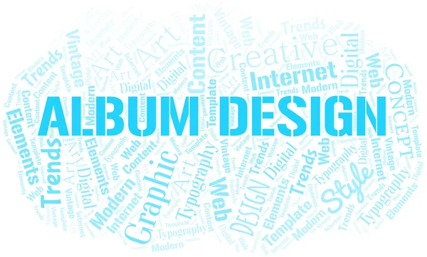 Album Design nuvem de palavras. Wordcloud feito apenas com texto . —  Vetores de Stock