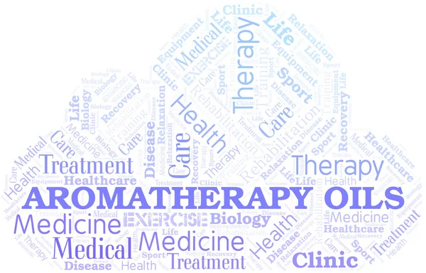 Aromaterapia Óleos nuvem de palavras. Wordcloud feito apenas com texto . — Vetor de Stock