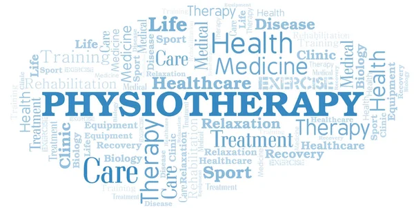 Physiotherapy word cloud. Wordcloud made with text only. — Stock Vector
