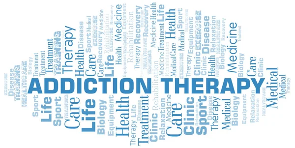 Verslavings therapie woordwolk. Wordcloud gemaakt met alleen tekst. — Stockvector