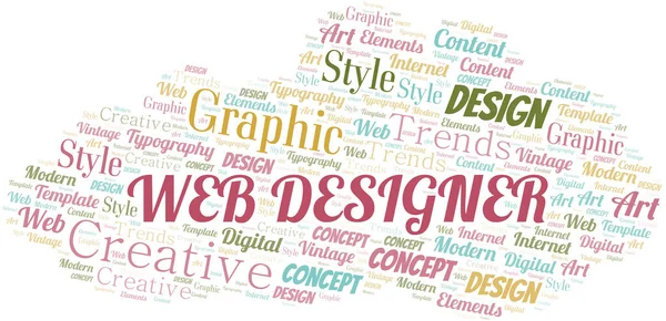 Web Designer kelime bulutu. Yalnızca metin ile yapılan wordcloud. — Stok Vektör