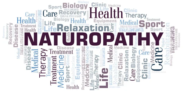 Naturopatía palabra nube. Wordcloud hecho solo con texto . — Vector de stock