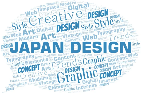Jepang Desain kata cloud. Wordcloud yang dibuat dengan teks saja . - Stok Vektor