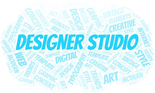 Designer Studio Word Cloud. Wordcloud nur mit Text erstellt. — Stockvektor