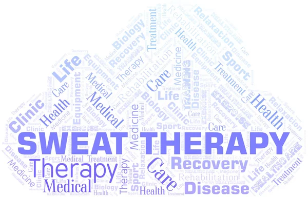 Sweat Therapy word cloud. Wordcloud made with text only. — Stock Vector
