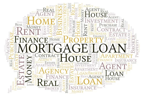 Mortgage Kredisi kelime bulut. Yalnızca metinle yapılan Wordcloud.