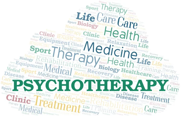 Psychotherapy word cloud. Wordcloud made with text only. — Stock Vector