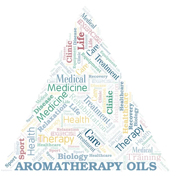 Aromatherapie oliën woordwolk. Wordcloud gemaakt met alleen tekst. — Stockvector