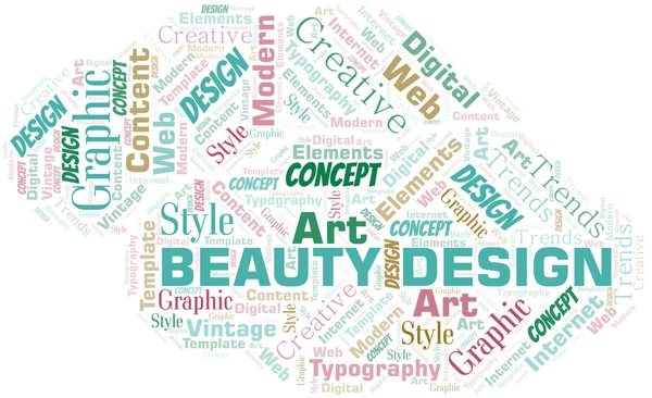Beauty Design word cloud. Wordcloud made with text only. — Stock Vector
