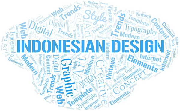 インドネシアデザインワードクラウド。テキストのみで作られたワードクラウド. — ストックベクタ