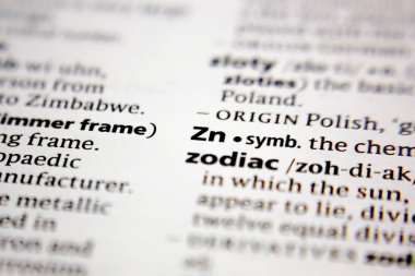 Kelime veya cümle Zn bir sözlük.