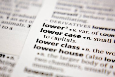 Sözlükte Word veya tümcecik küçük harf.