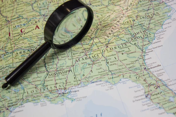 Amerikaanse staat Alabama op de kaart van de wereld. — Stockfoto
