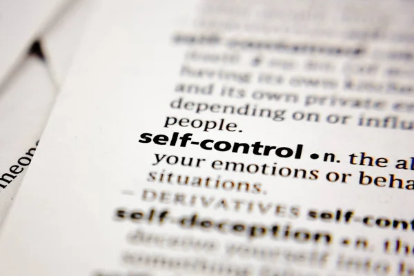 Word or phrase self-control in a dictionary. — Stock Photo, Image