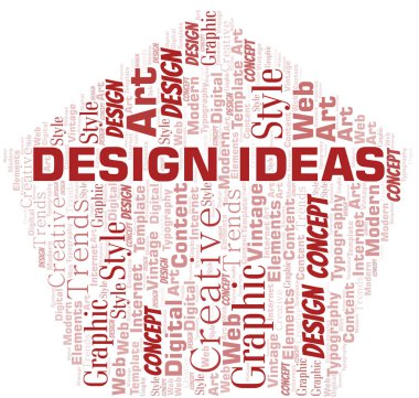 Tasarım fikirleri kelime bulutu. Yalnızca metin ile yapılan wordcloud.