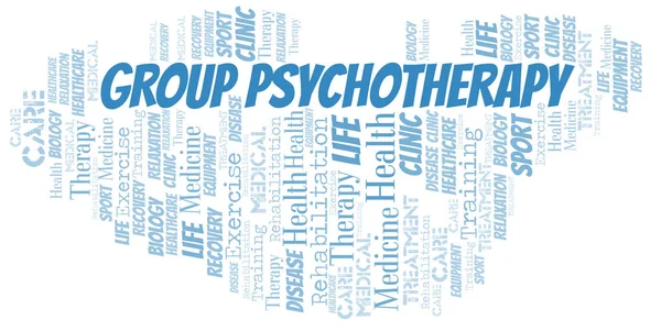 Group Psychotherapy word cloud. Wordcloud made with text only. — Stock Vector