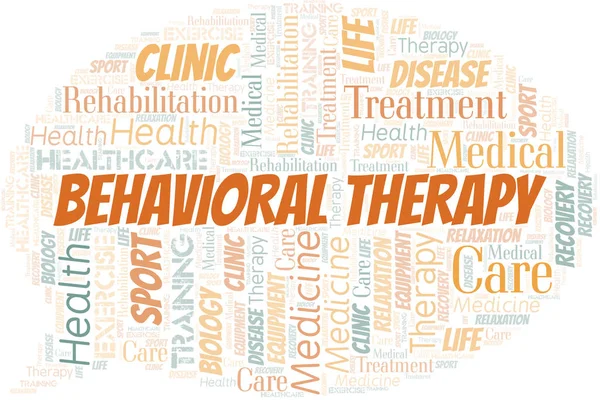 Behavioral Therapy word cloud. Wordcloud made with text only. — Stock Vector