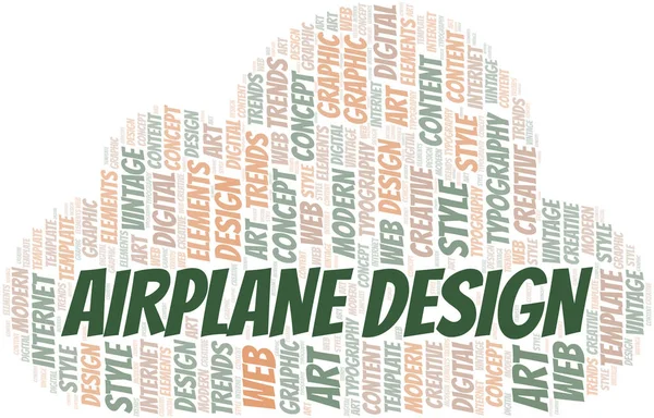 Airplane Design word cloud. Wordcloud made with text only. — Stock Vector