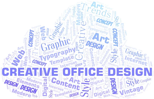 Creative Office Design nuvem de palavras. Wordcloud feito apenas com texto . —  Vetores de Stock