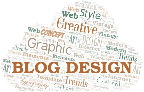 Blog Design chmura słowo. Wordcloud wykonane tylko z tekstem. — Wektor stockowy