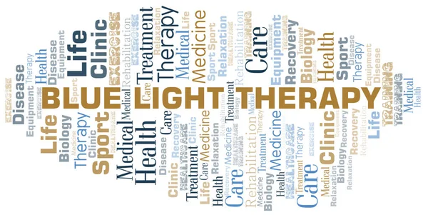 Nuage de mots de thérapie par lumière bleue. Wordcloud fait avec du texte seulement . — Image vectorielle