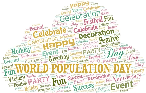 Παγκόσμια ημέρα πληθυσμού λέξη σύννεφο. Σύννεφοcloud φτιαγμένο με κείμενο. — Διανυσματικό Αρχείο
