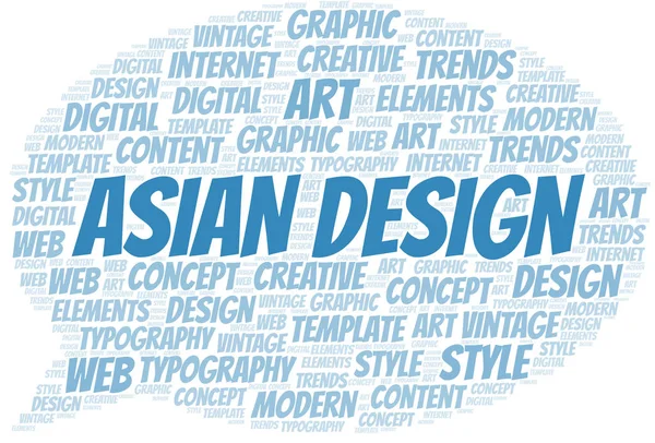 Awan kata Desain Asia. Wordcloud yang dibuat dengan teks saja . - Stok Vektor
