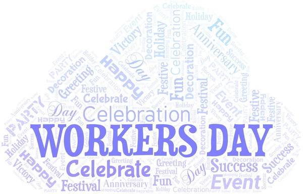 Η ημέρα των εργατών σύννεφο λέξη. Σύννεφοcloud φτιαγμένο με κείμενο. — Διανυσματικό Αρχείο