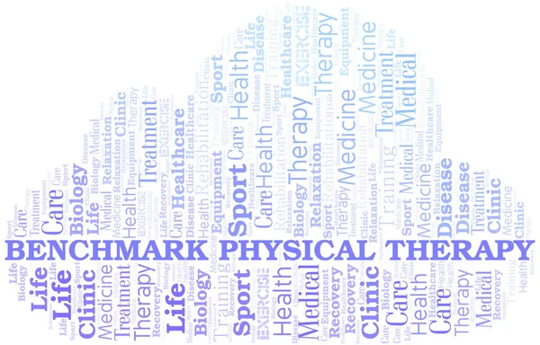 Benchmark Physical Therapy word cloud. Wordcloud made with text only. — Stock Vector