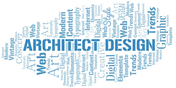 Arquitecto Diseño palabra nube. Wordcloud hecho solo con texto . — Vector de stock