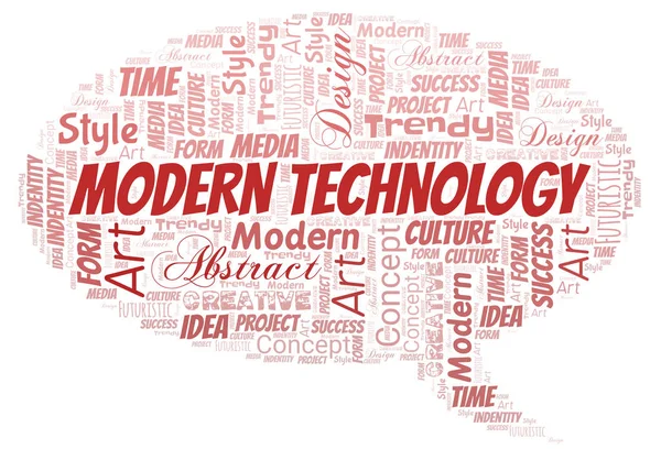 Tecnologia moderna parola cloud. Wordcloud realizzato solo con testo . — Vettoriale Stock