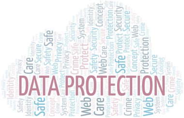 Veri koruma kelime bulutu. Yalnızca metin ile yapılan wordcloud.