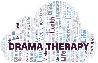 Drama Therapy kelime bulutu. Yalnızca metin ile yapılan wordcloud.