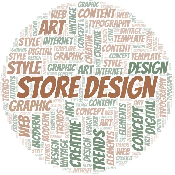 Store Design nube de palabras. Wordcloud hecho solo con texto . — Archivo Imágenes Vectoriales