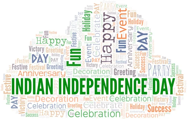 Día de la Independencia India Word Cloud. Wordcloud hecho con texto . — Archivo Imágenes Vectoriales