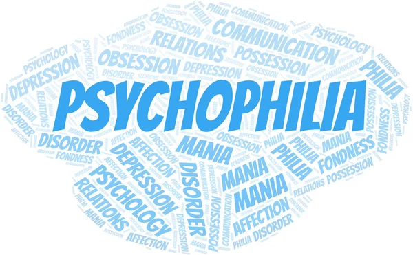 Psychophilia word cloud. Type of Philia. — Stock Vector