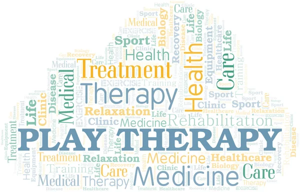 Play Therapy word cloud. Wordcloud made with text only. — Stock Vector