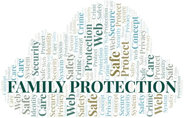 Protezione della famiglia parola cloud. Wordcloud realizzato solo con testo . — Vettoriale Stock