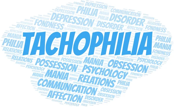 Tachophilia nuvem de palavras. Tipo de Philia . — Vetor de Stock