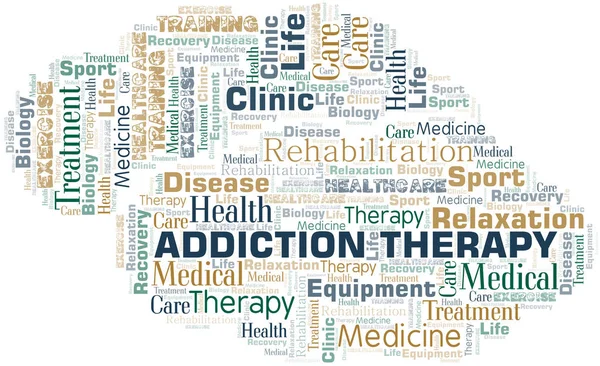 Addiction Therapy word cloud. Wordcloud made with text only. — Stock Vector