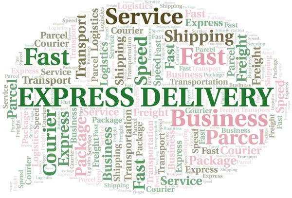 Nube de palabras Express Delivery. Wordcloud hecho solo con texto . — Vector de stock