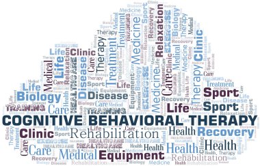 Bilişsel davranışsal terapi kelime bulutu. Yalnızca metin ile yapılan wordcloud.